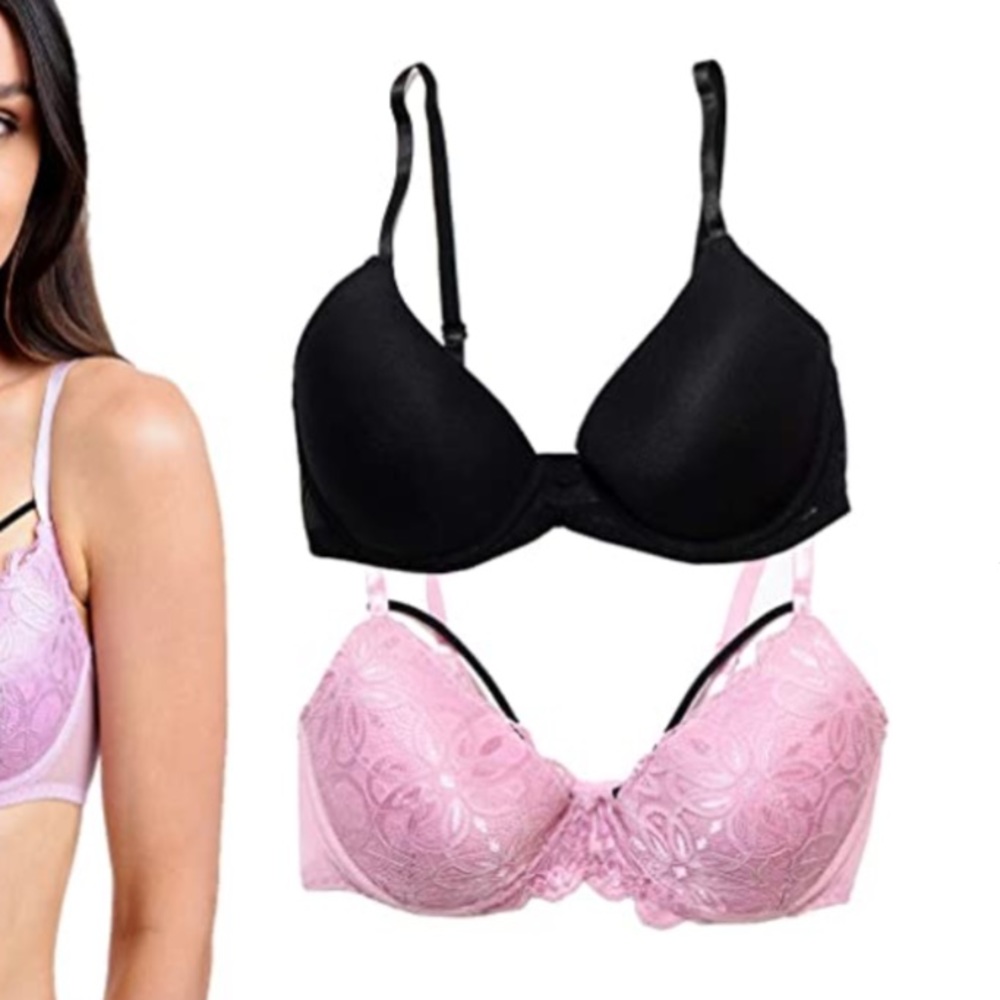 Bcbgeneration 2-Pack Classic Bra, Black/Lilac - image 2